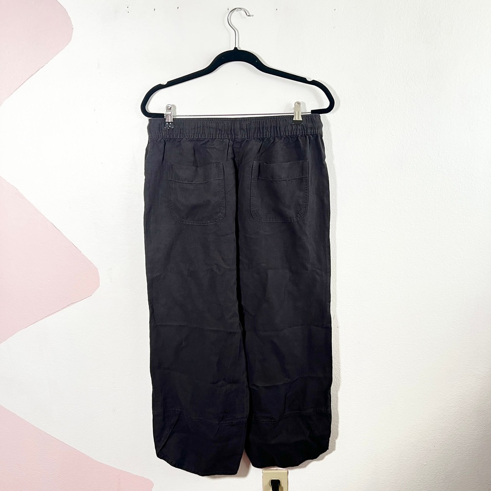 C&C California Wide Leg Pants Womens Large Gray Linen Blend Drawstring Pockets - Picture 2 of 7